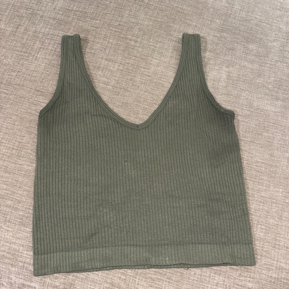 FREE PEOPLE Ribbed Green Tank Top - Picture 1 of 4